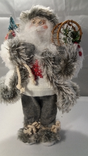 (image for) Grey Father Christmas Ornament 30cm Freestanding.